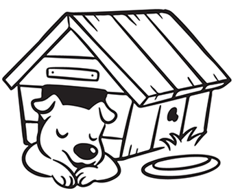 doodle van hond in hondenhok